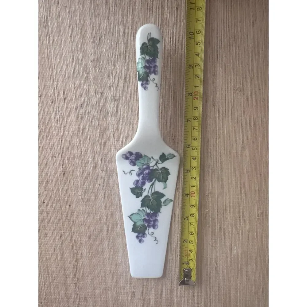 Vintage Andrea by Sadek Porcelain Cake Pie Server - Purple Grapes Pattern - 10